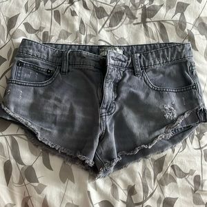 Gray denim shorts